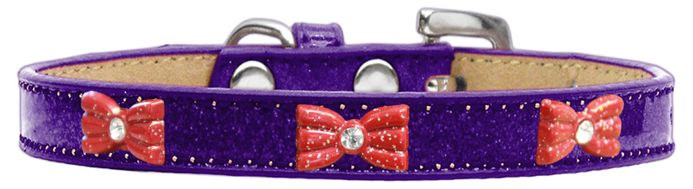 Red Glitter Bow Widget Dog Collar Purple Ice Cream Size 20